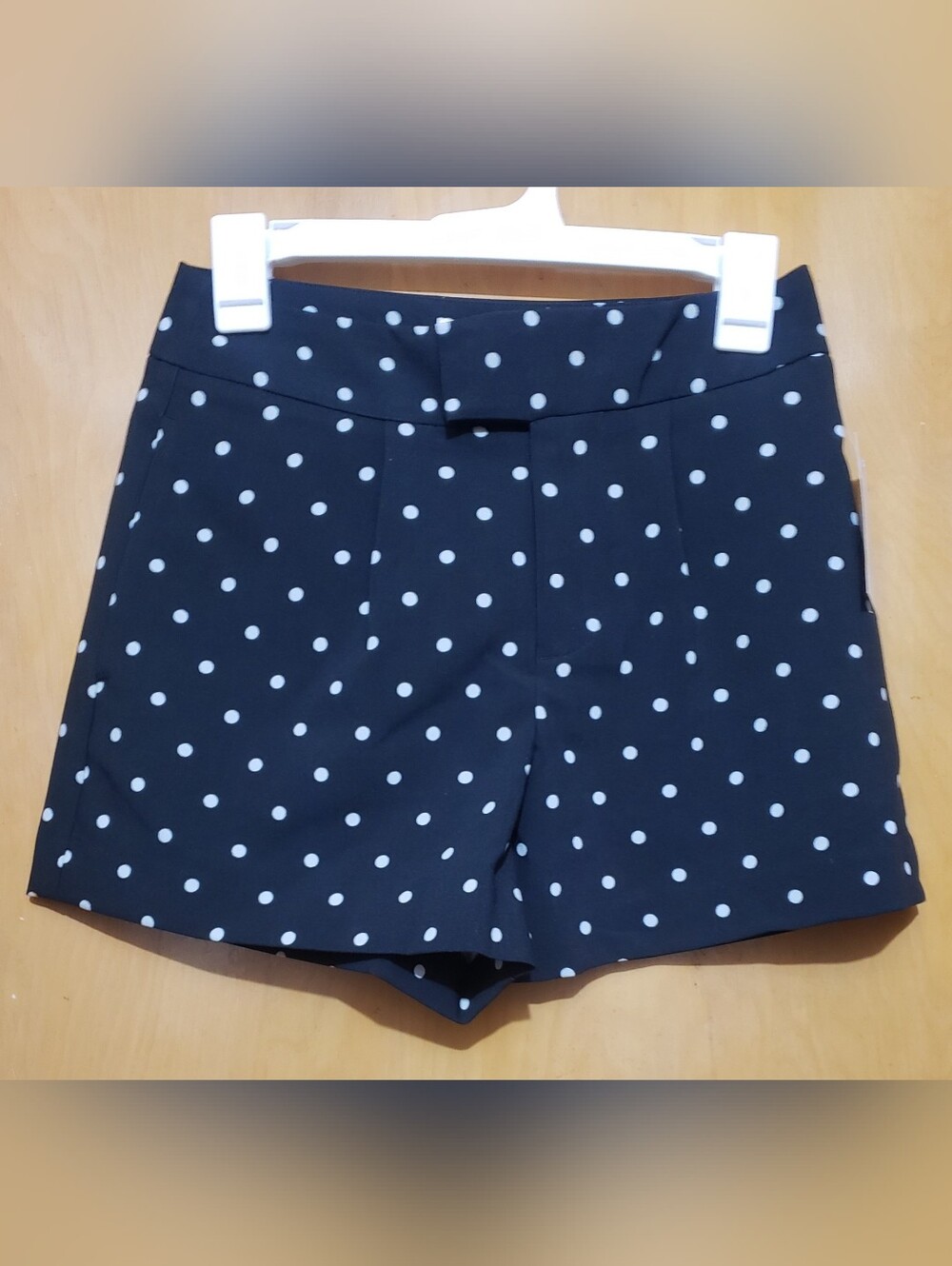 a new day Black High-Waist Polka Dot Shorts with White Dots